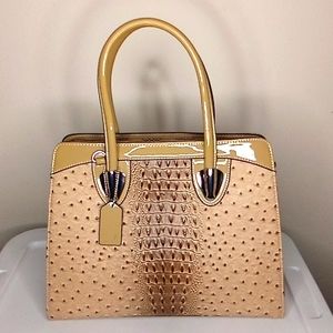 Dasein Structured Bag in Faux Ostrich Leather